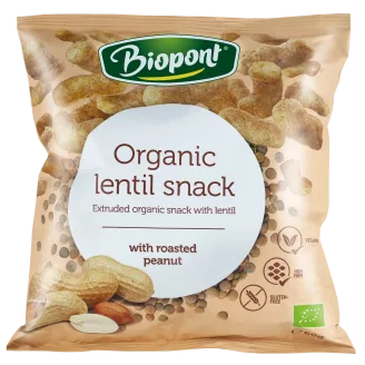 BIOPONT BIO LENCSE SNACK, FÖLDIMOGYORÓS ÍZESÍTÉSŰ, 60 G