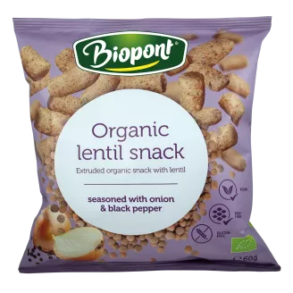 BIOPONT BIO LENCSE SNACK, HAGYMÁS-BORSOS ÍZESÍTÉSŰ, 60 G