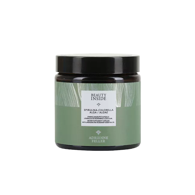 Adrienne Feller BEAUTY INSIDE SPIRULINA-CHLORELLA KAPSZULA Orvosi levendula és rozmaring illóolajjal
